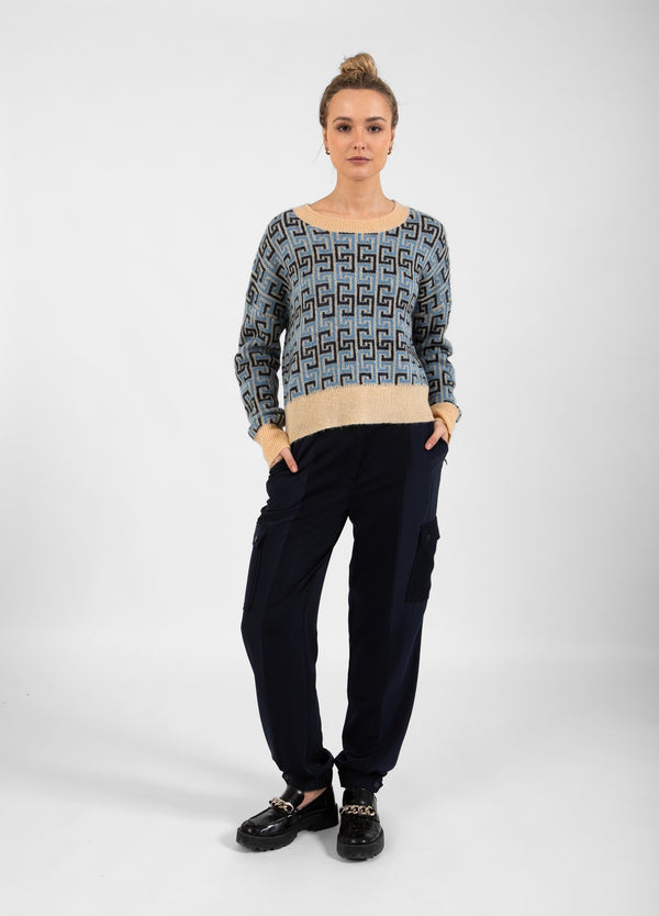 Coster Copenhagen KNIT JACQUARD WITH CC COLOR STRIPE Knitwear CC logo blue - 985