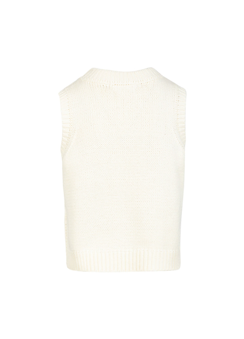Coster Copenhagen KNIT VEST WITH ROSE Knitwear Pearl - 263