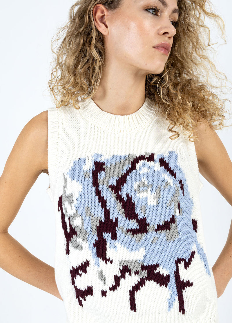 Coster Copenhagen KNIT VEST WITH ROSE Knitwear Pearl - 263
