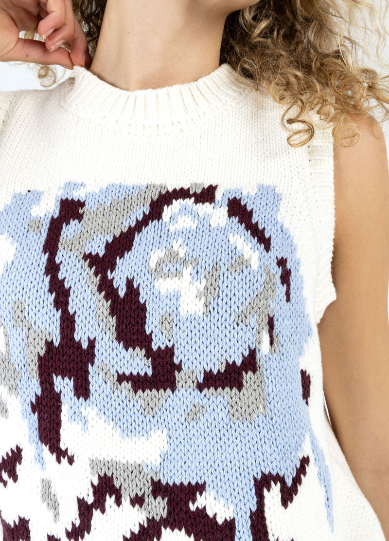 Coster Copenhagen KNIT VEST WITH ROSE Knitwear Pearl - 263