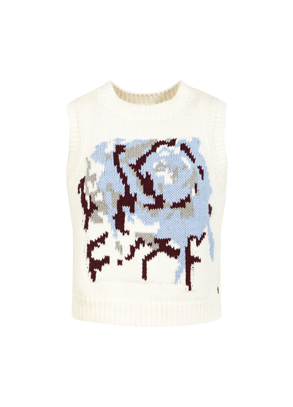 Coster Copenhagen KNIT VEST WITH ROSE Knitwear Pearl - 263