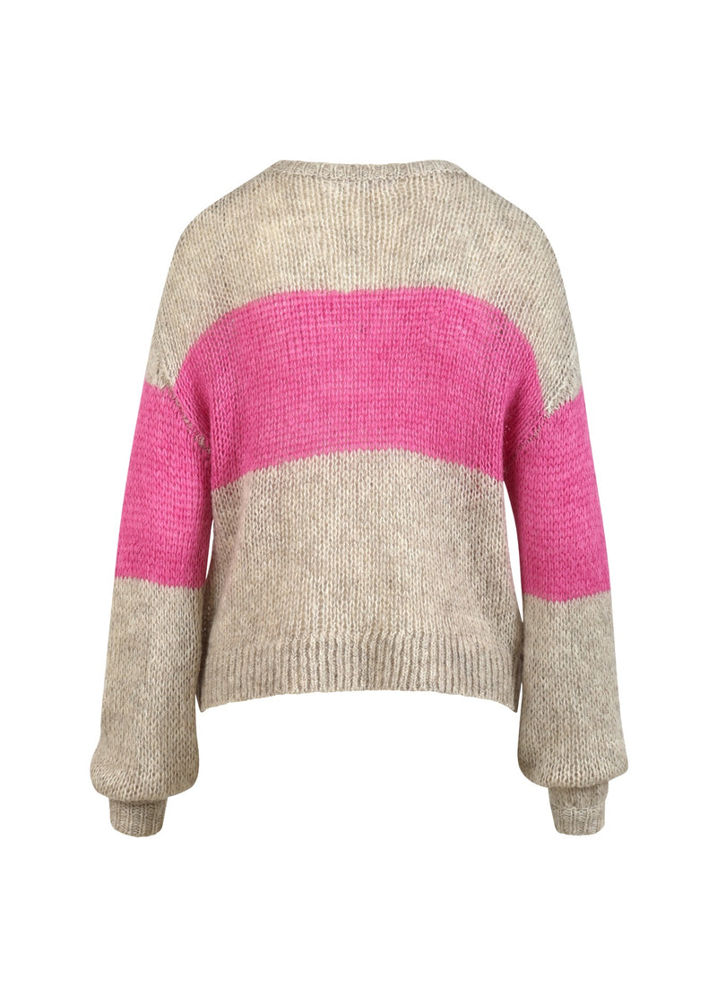 Coster Copenhagen KNIT WITH BIG STRIPE Knitwear Sand / Magenta - 861