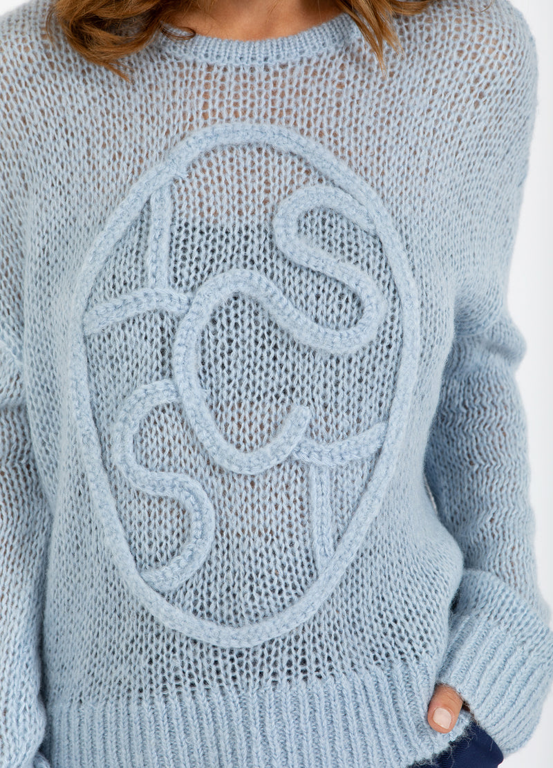 Coster Copenhagen KNIT WITH COSTER EMBLEM Knitwear Ice blue - 544