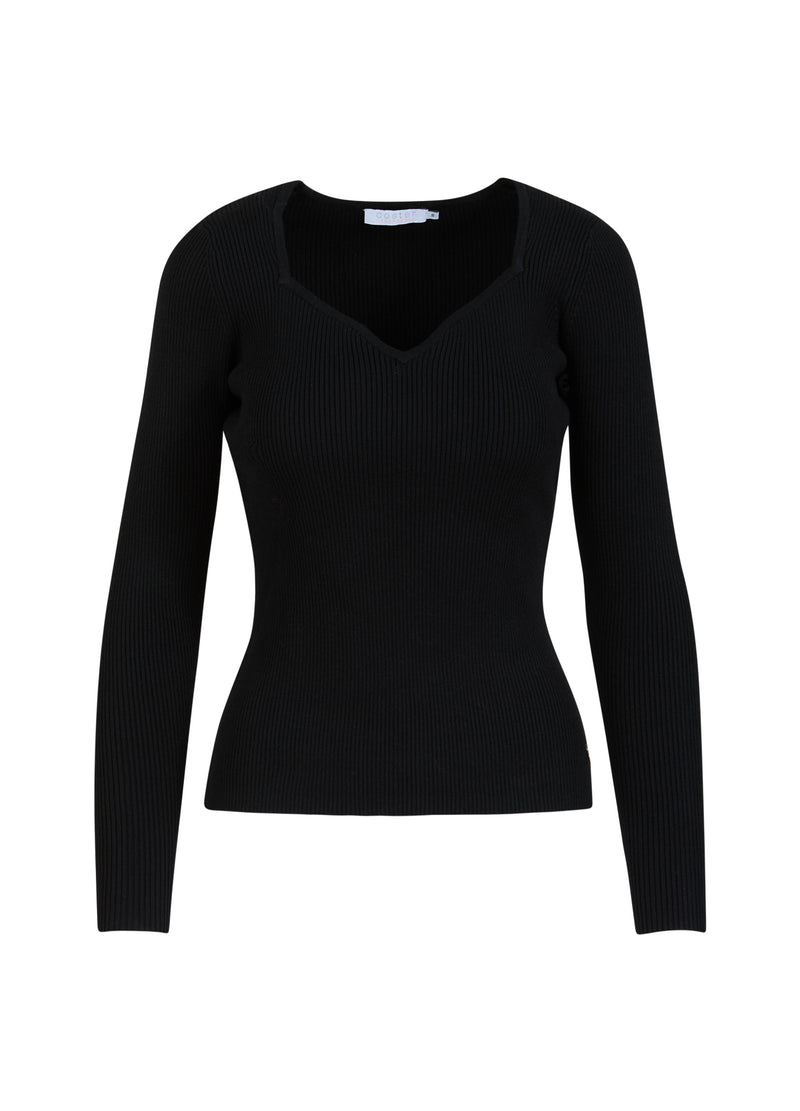 Coster Copenhagen KNIT WITH HEART SHAPE NECK Knitwear Black - 100