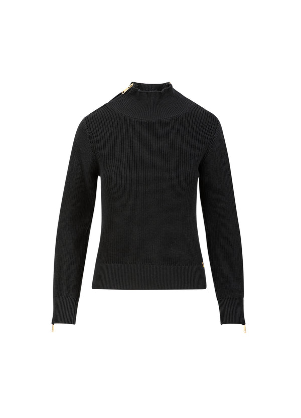 Coster Copenhagen KNIT WITH HIGH NECK AND ZIPPER Knitwear Black - 100