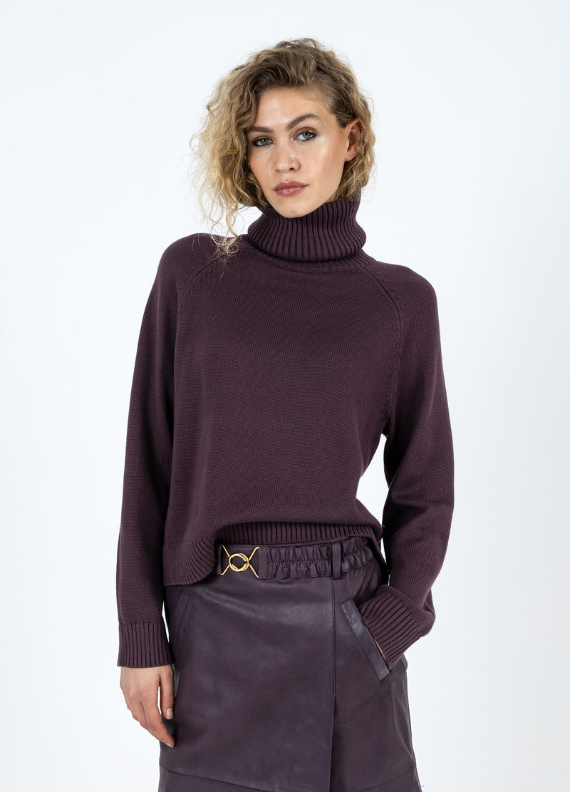 Coster Copenhagen KNIT WITH HIGH NECK IN COTTON Knitwear Bordeaux - 653