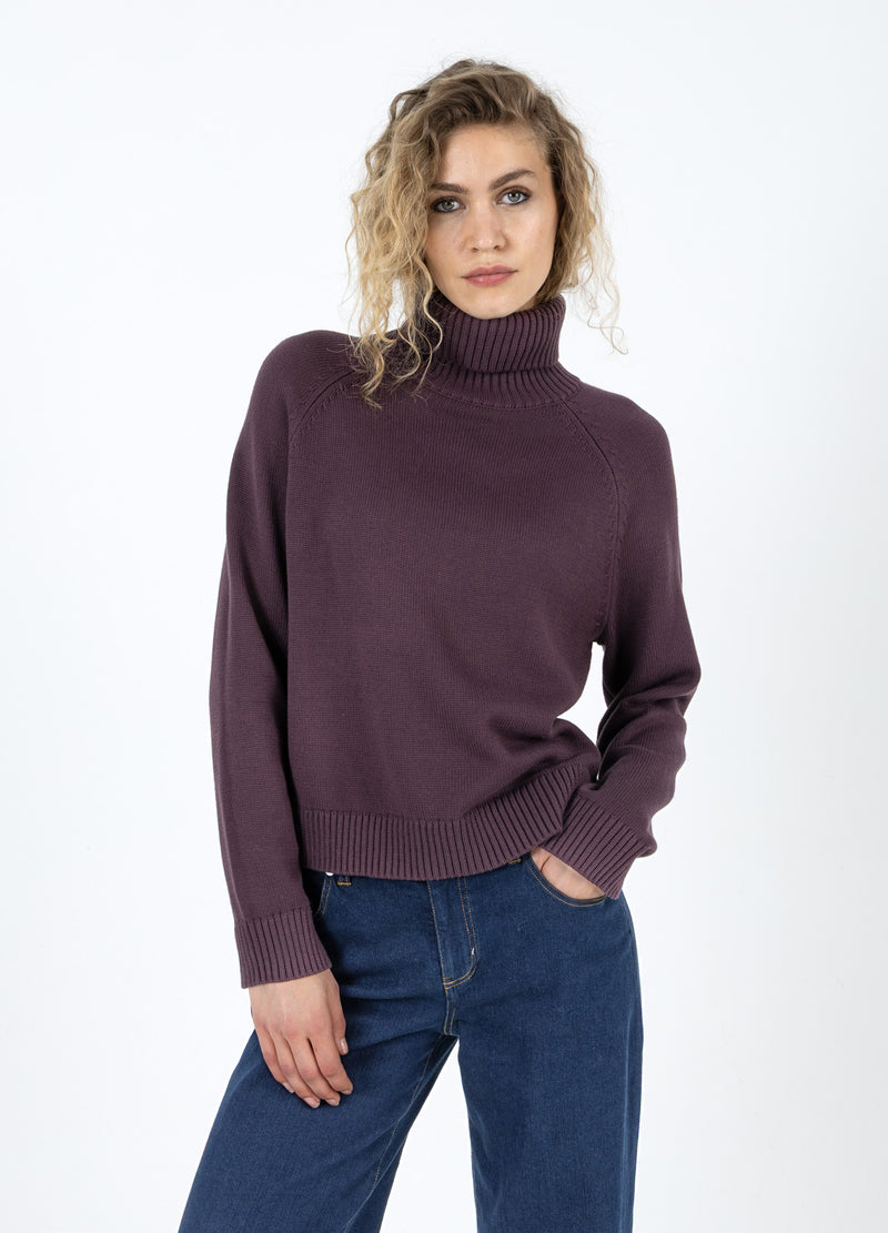 Coster Copenhagen KNIT WITH HIGH NECK IN COTTON Knitwear Bordeaux - 653
