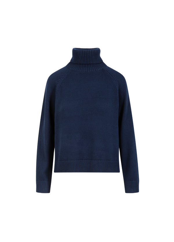 Coster Copenhagen KNIT WITH HIGH NECK IN COTTON Knitwear Eclipse blue - 555