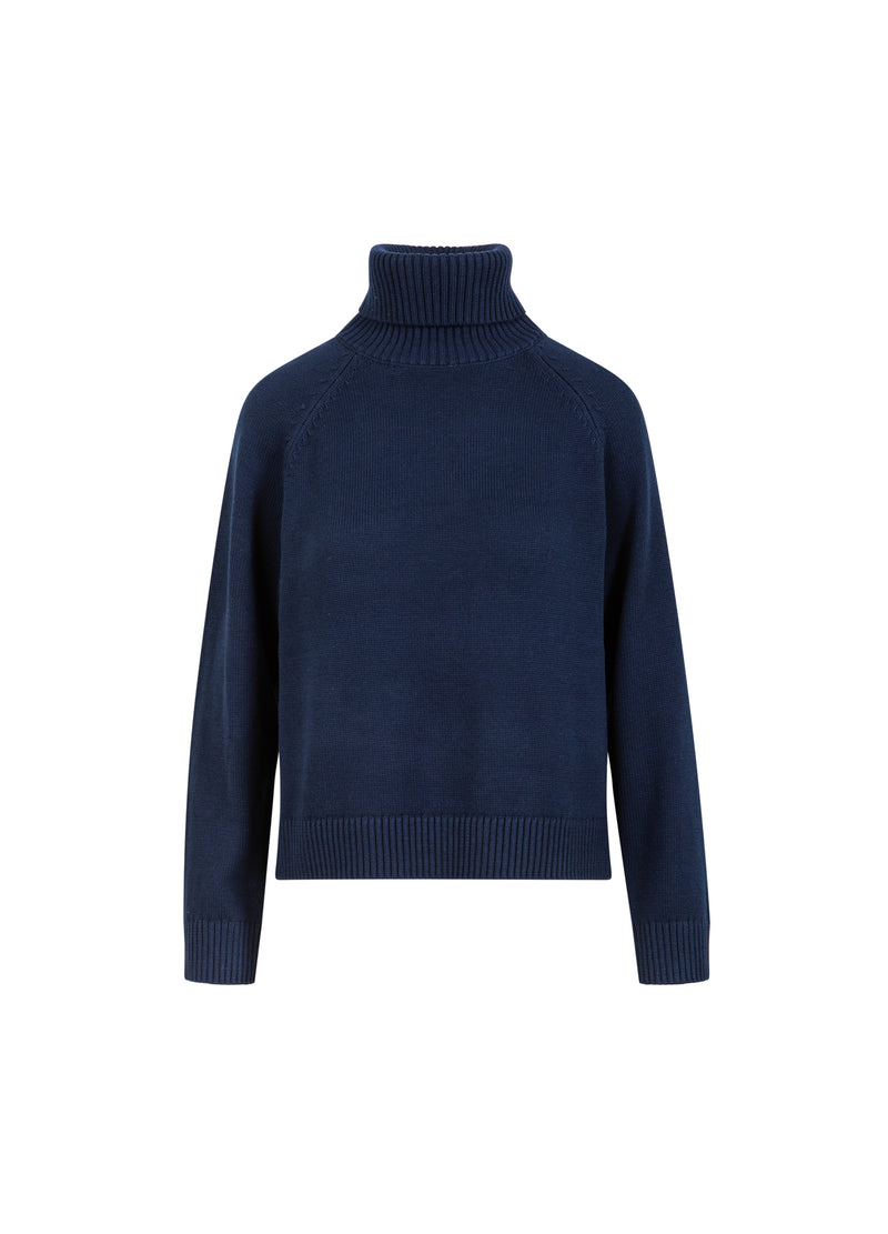 Coster Copenhagen KNIT WITH HIGH NECK IN COTTON Knitwear Eclipse blue - 555