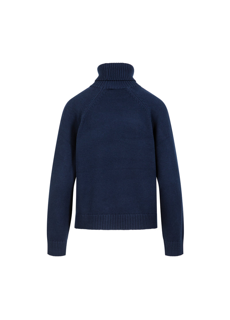 Coster Copenhagen KNIT WITH HIGH NECK IN COTTON Knitwear Eclipse blue - 555