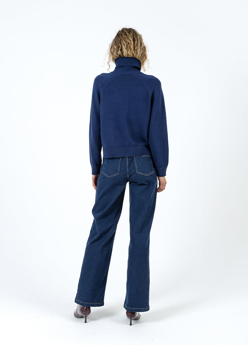 Coster Copenhagen KNIT WITH HIGH NECK IN COTTON Knitwear Eclipse blue - 555