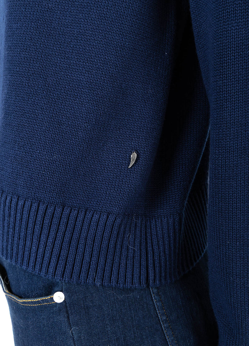 Coster Copenhagen KNIT WITH HIGH NECK IN COTTON Knitwear Eclipse blue - 555