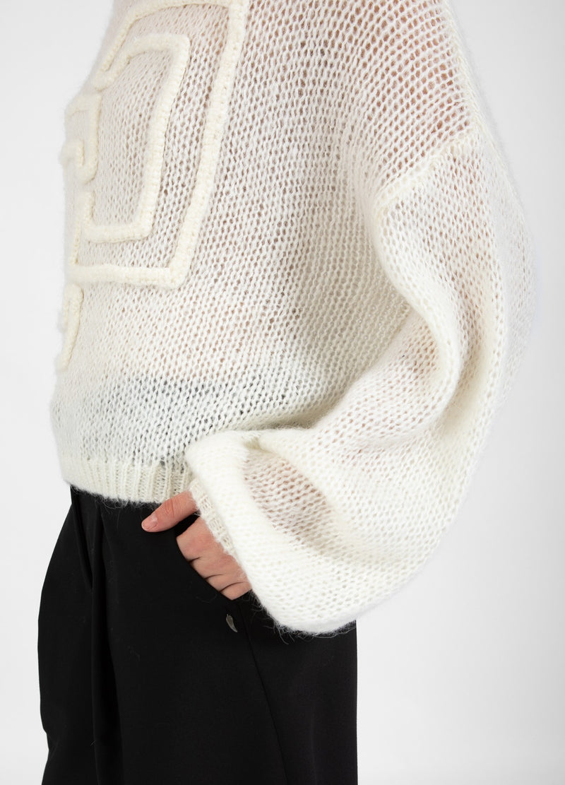 Coster Copenhagen KNIT WITH LARGE EMBLEM Knitwear Creme - 241