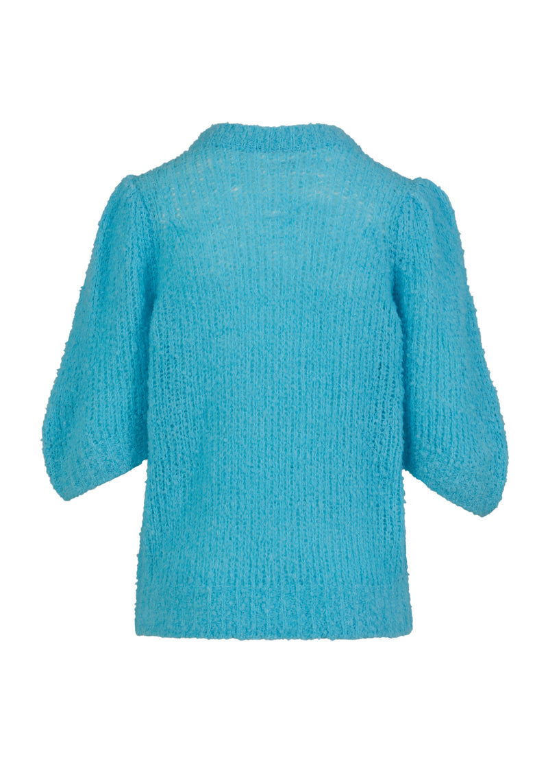 Coster Copenhagen KNIT WITH PUFF SLEEVES IN BOUCLE Knitwear Aqua blue - 585