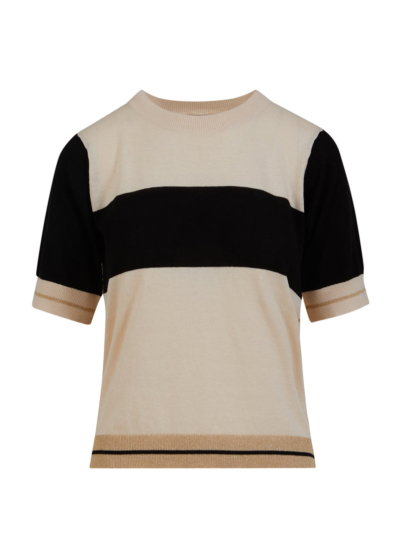 Coster Copenhagen KNIT WITH SHORT SLEEVES IN POINTELLE Knitwear Black/creme - 179
