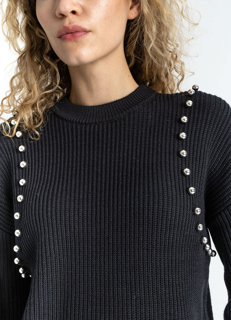 Coster Copenhagen KNIT WITH SILVER BEADS Knitwear Black - 100