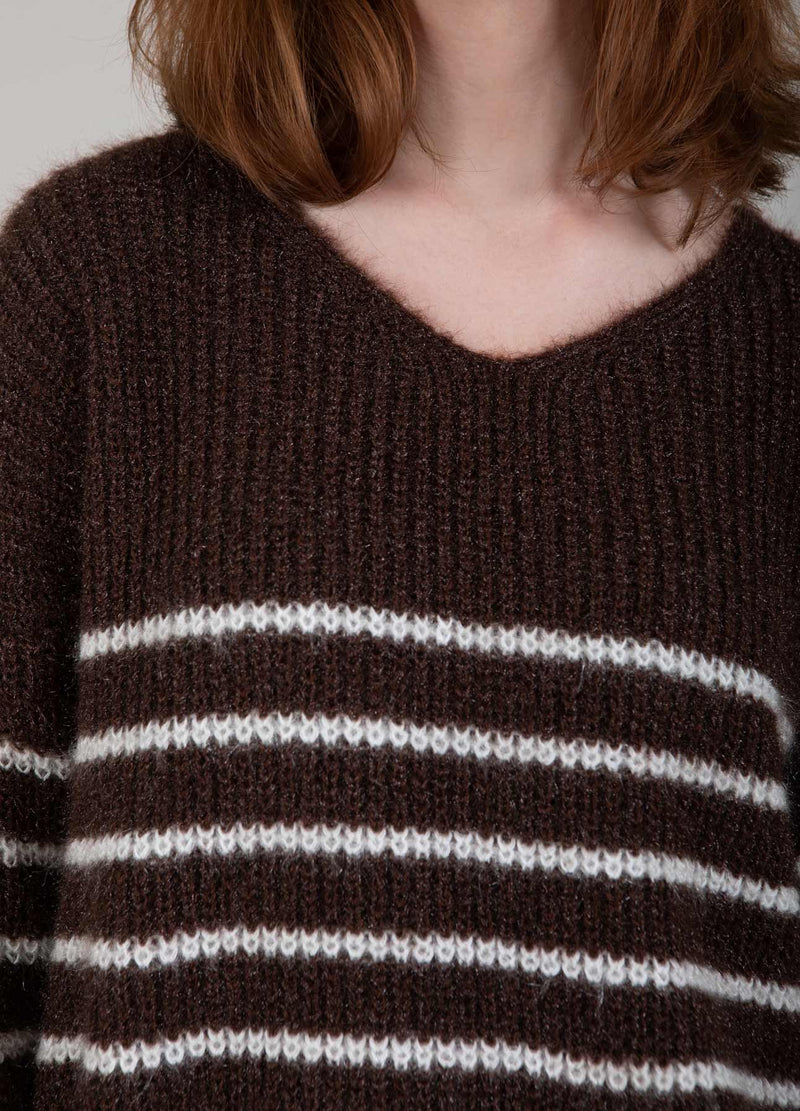 CC Heart KNIT WITH STRIPES Knitwear Brown - 317