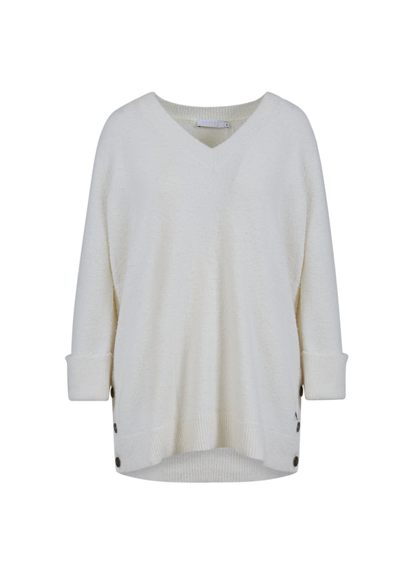 Coster Copenhagen KNIT WITH V-NECK IN SEAWOOL BOUCLE Knitwear Off White - 202