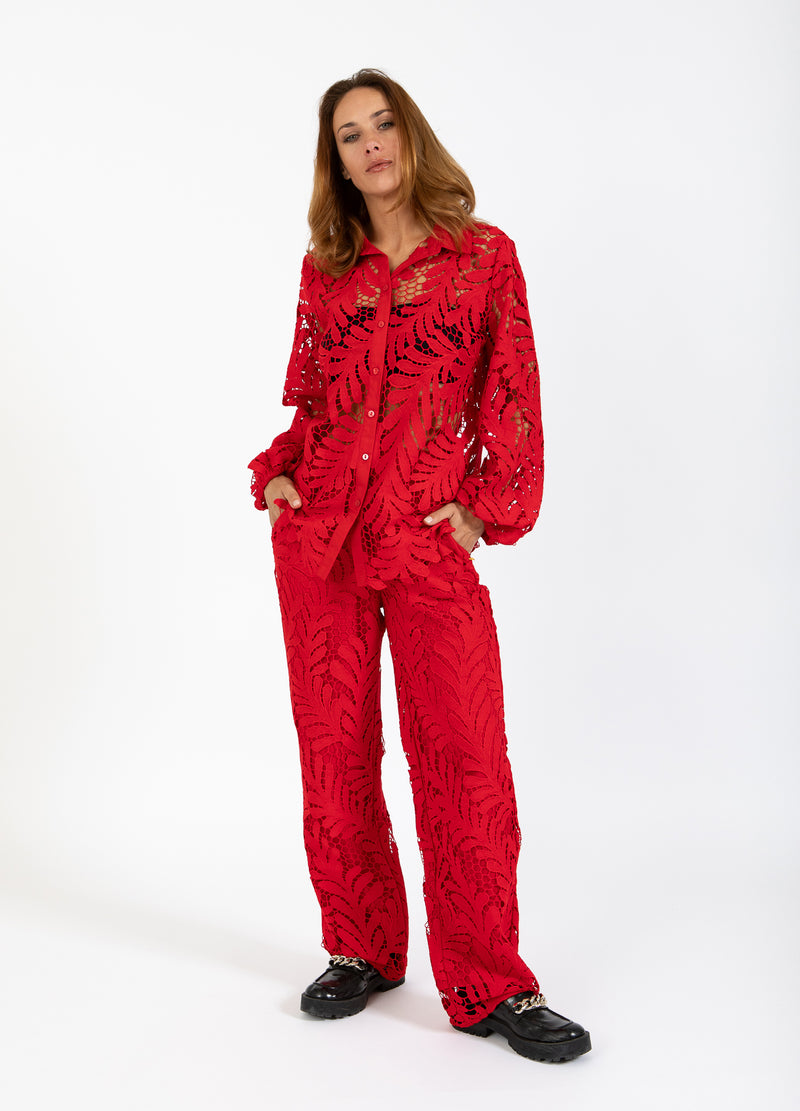 Coster Copenhagen LACE PANTS Pants Scarlet red - 618