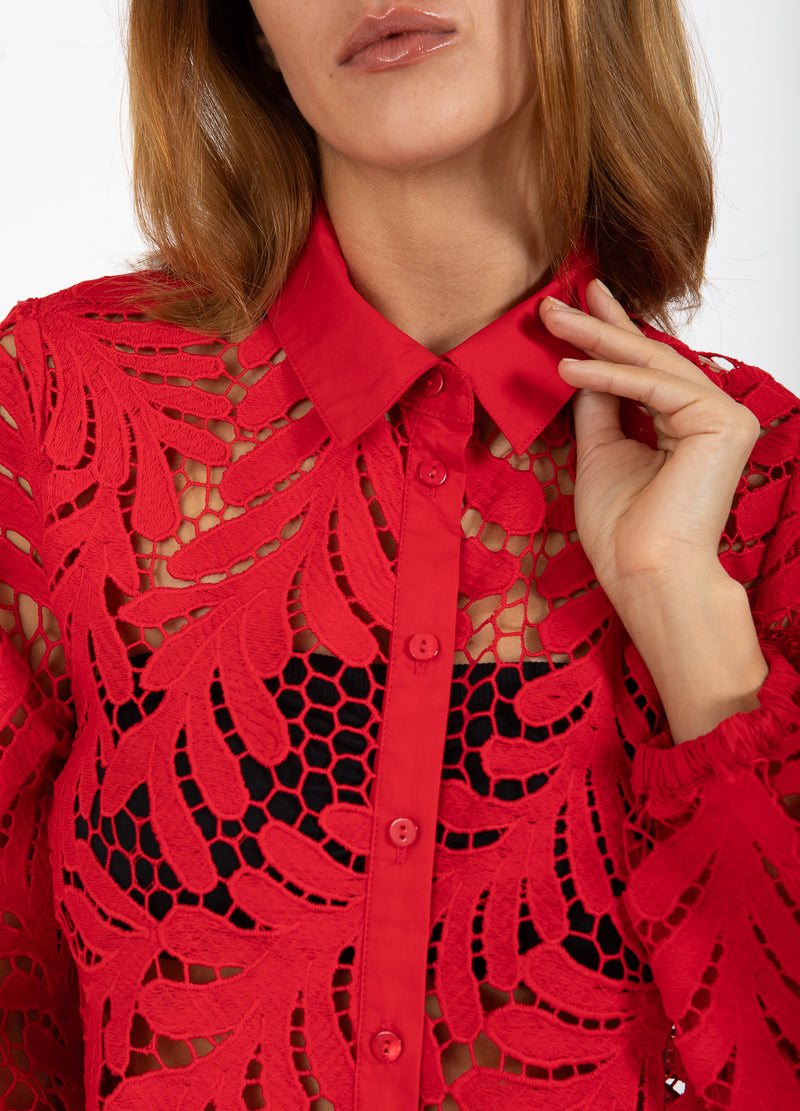 Coster Copenhagen LACE SHIRT Shirt/Blouse Scarlet red - 618