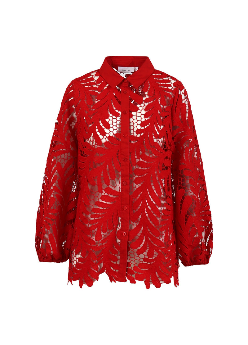 Coster Copenhagen LACE SHIRT Shirt/Blouse Scarlet red - 618