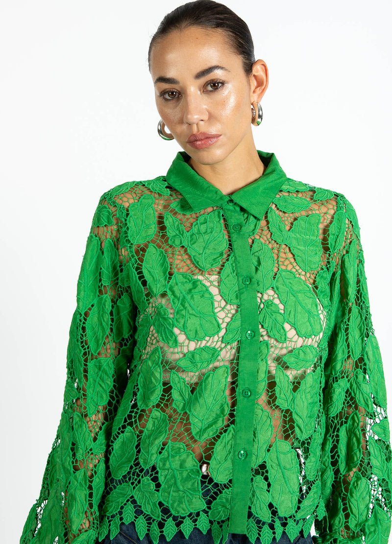 Coster Copenhagen LACE SHIRT Shirt/Blouse Lush green - 444