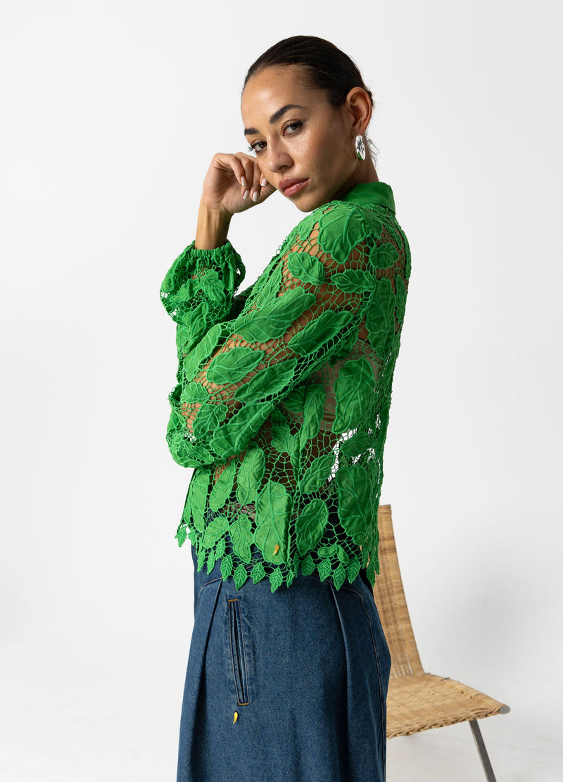 Coster Copenhagen LACE SHIRT Shirt/Blouse Lush green - 444
