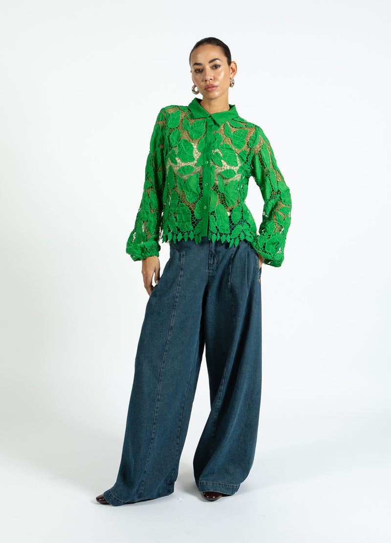 Coster Copenhagen LACE SHIRT Shirt/Blouse Lush green - 444