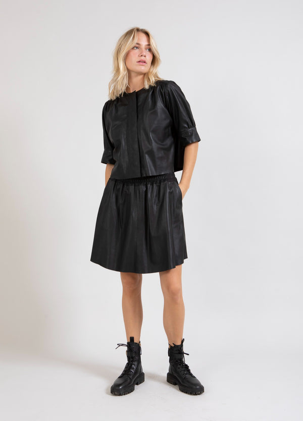 Coster Copenhagen LEATHER A-LINE SKIRT Skirt Black - 100