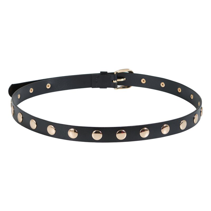 Coster Copenhagen LEATHER BELT WITH GOLD STUDS Accessories Black/gold - 185