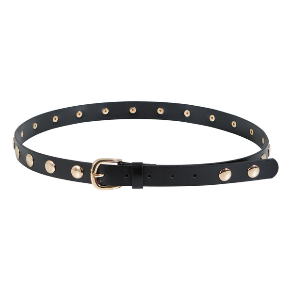 Coster Copenhagen LEATHER BELT WITH GOLD STUDS Accessories Black/gold - 185