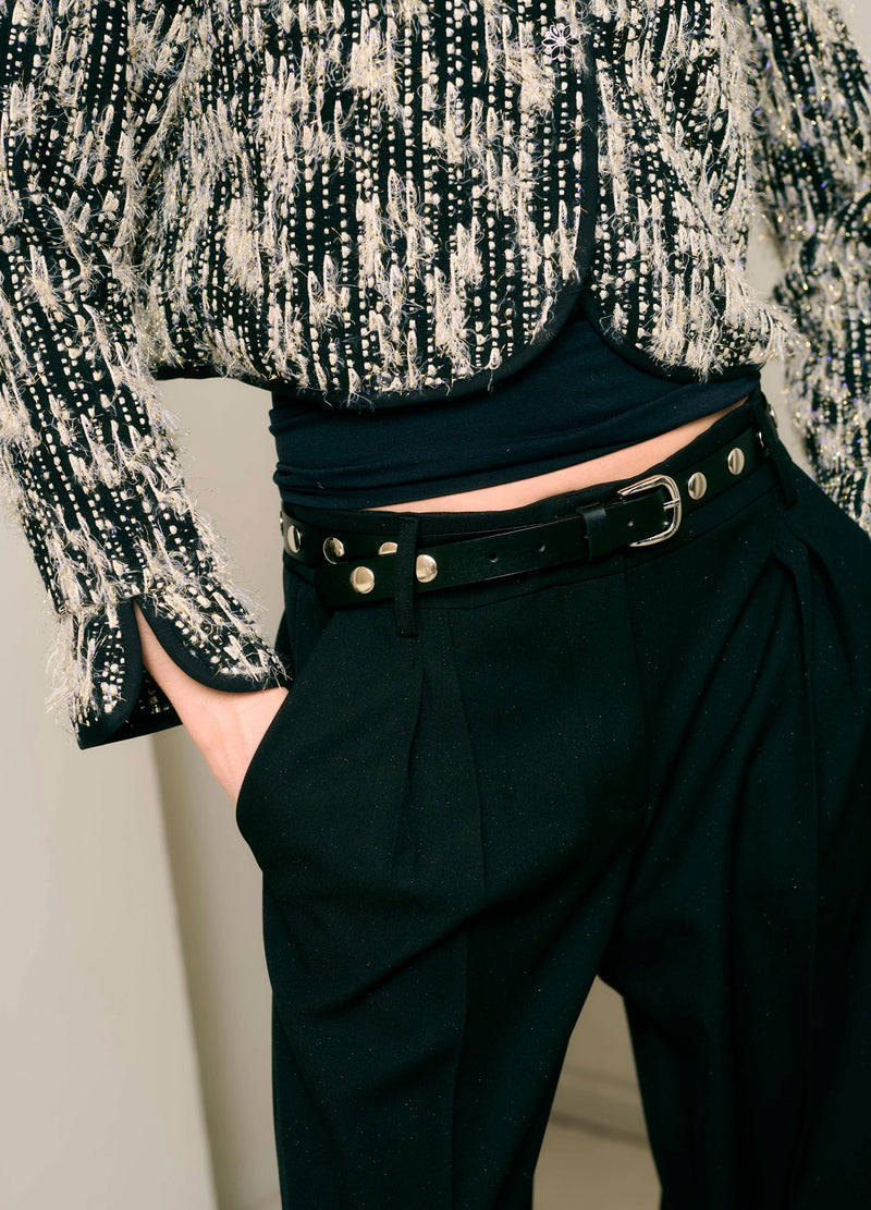 Coster Copenhagen LEATHER BELT WITH SILVER STUDS Accessories Black - 100 (silver studs)