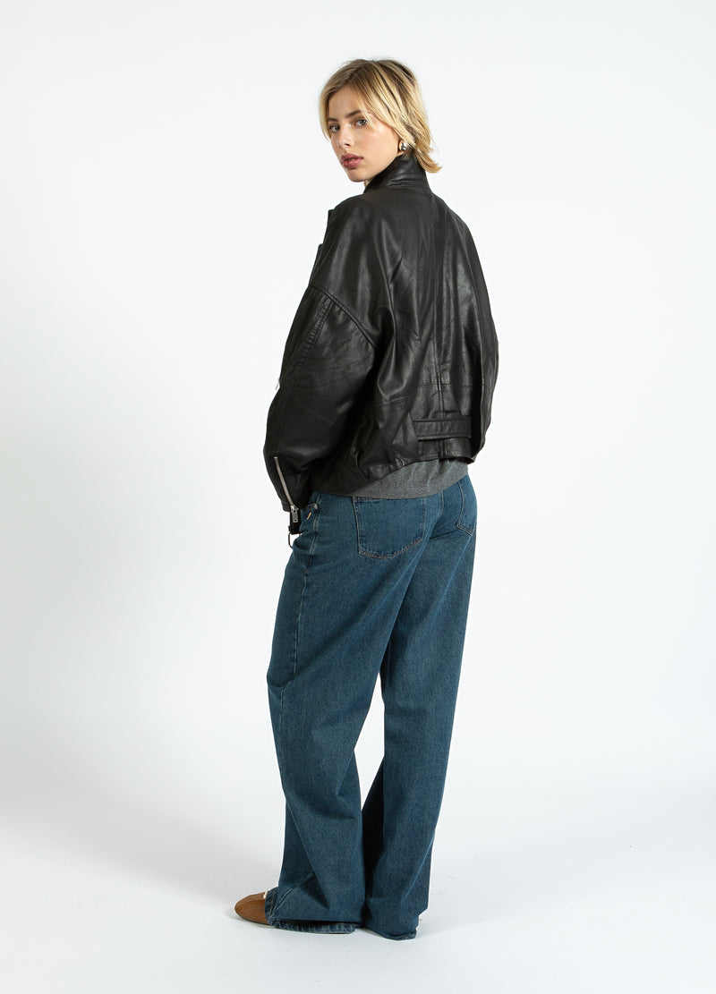 Coster Copenhagen LEATHER BOMBER JACKET Outerwear Black - 100