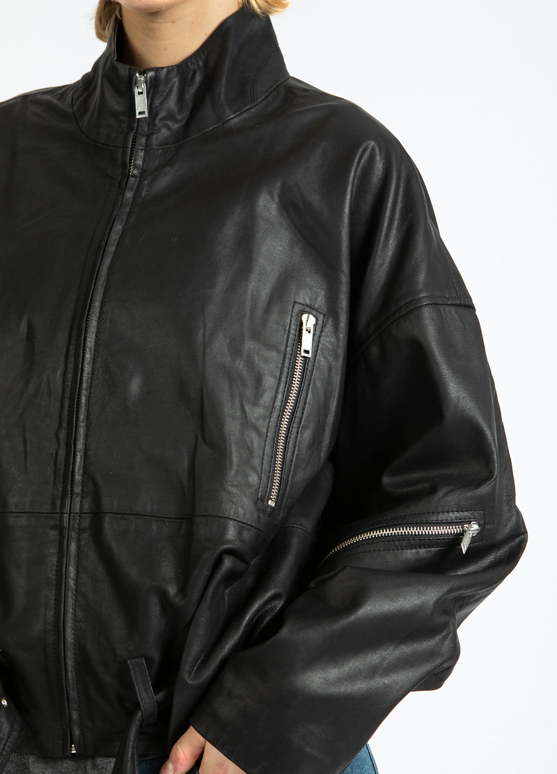 Coster Copenhagen LEATHER BOMBER JACKET Outerwear Black - 100