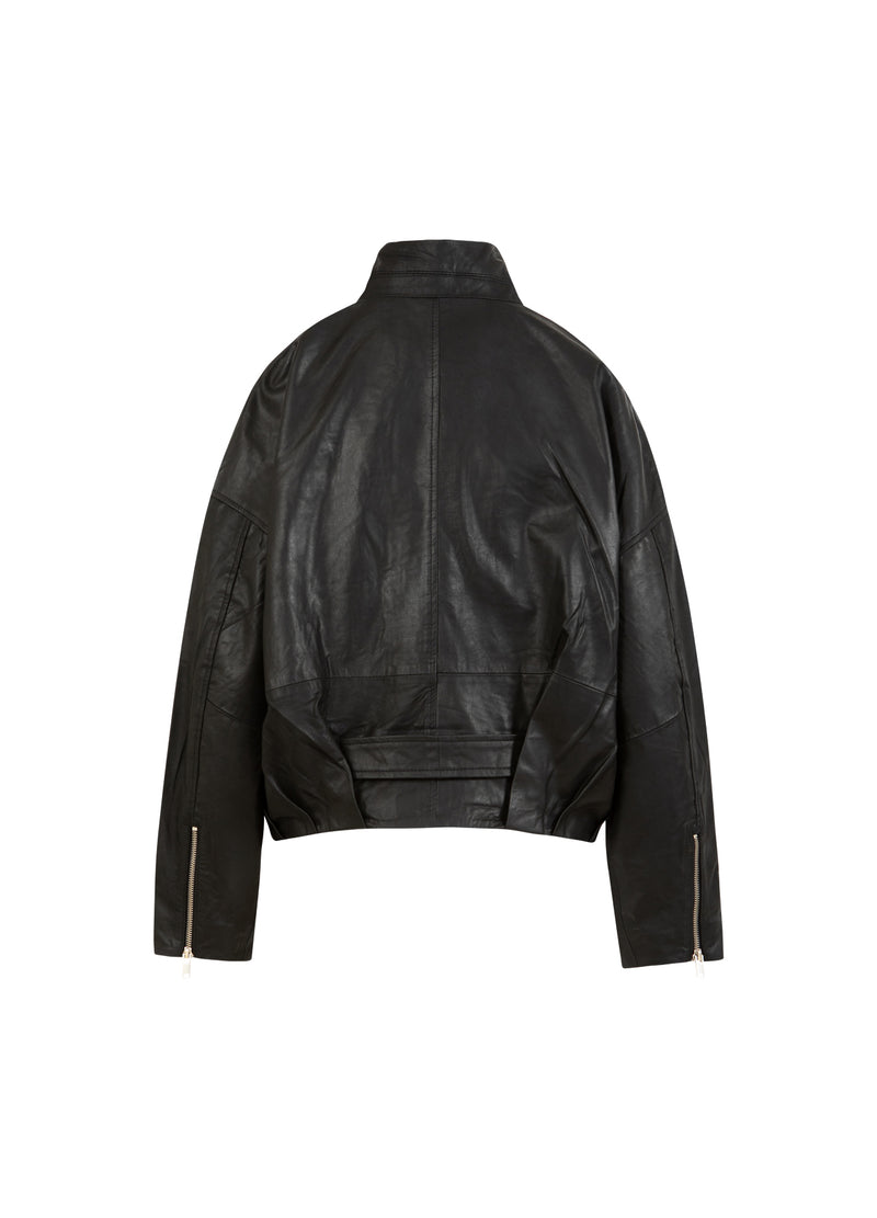 Coster Copenhagen LEATHER BOMBER JACKET Outerwear Black - 100
