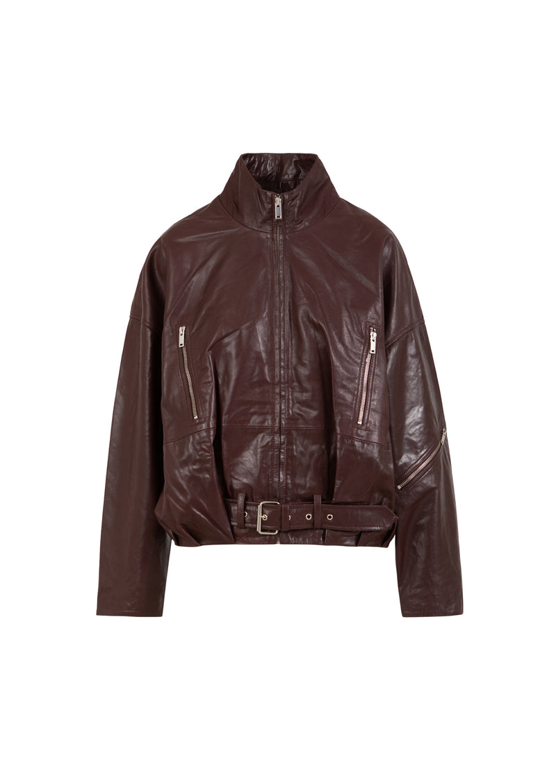Coster Copenhagen LEATHER BOMBER JACKET Outerwear Bordeaux - 653