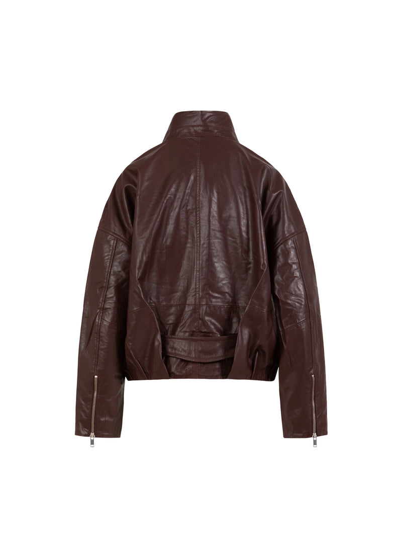 Coster Copenhagen LEATHER BOMBER JACKET Outerwear Bordeaux - 653