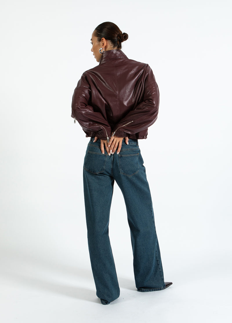 Coster Copenhagen LEATHER BOMBER JACKET Outerwear Bordeaux - 653