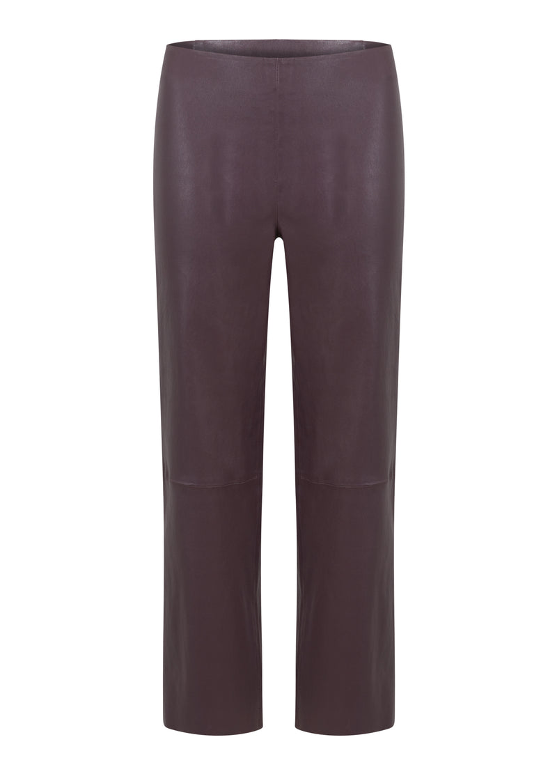 Coster Copenhagen LEATHER LEGGINGS W. FLARED LEGS - MYNTE FIT Pants Bordeaux - 653