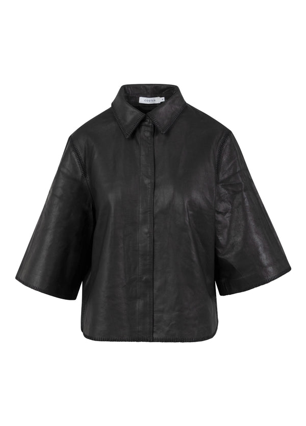 Coster Copenhagen LEATHER OVERSHIRT Shirt/Blouse Black - 100