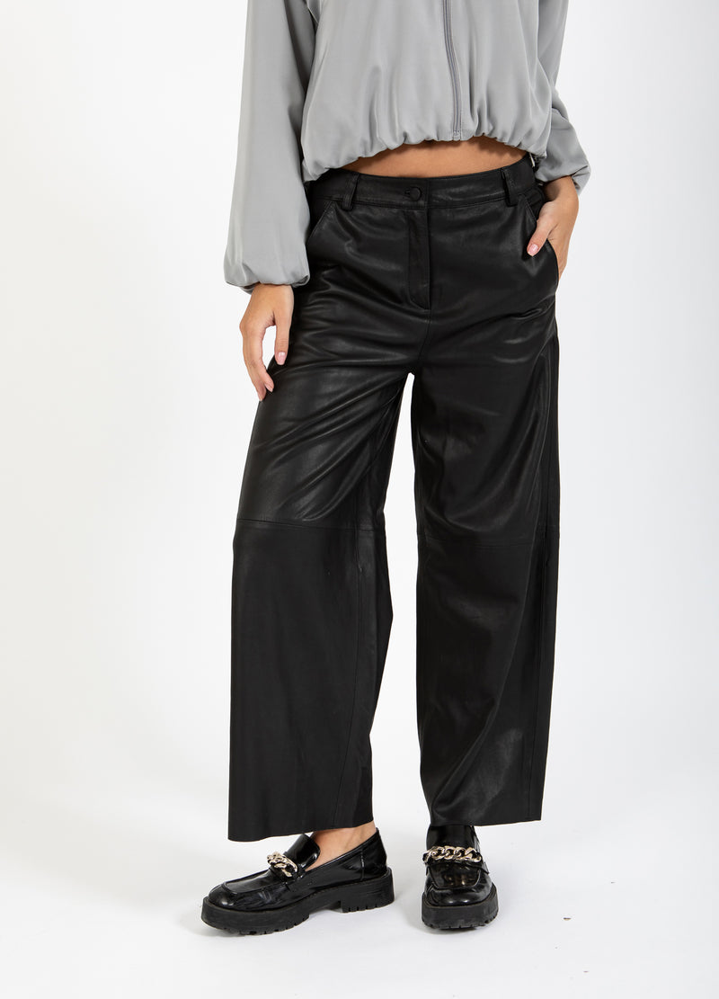 Coster Copenhagen LEATHER PANTS - PETRA FIT Pants Black - 100