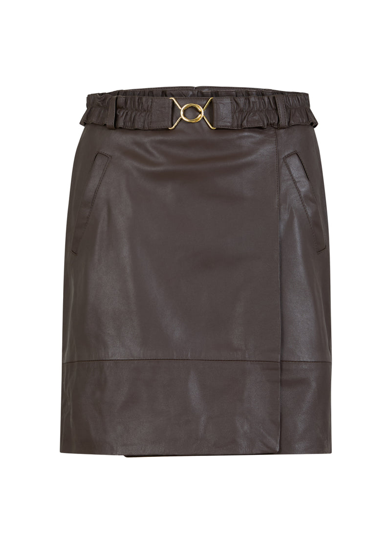 Coster Copenhagen LEATHER SKIRT Skirt Dark Brown - 335