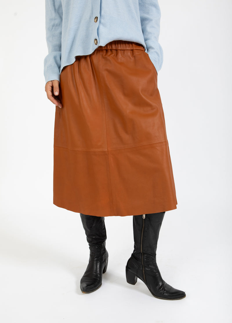 Coster Copenhagen LEATHER SKIRT Skirt Cognac brown - 397