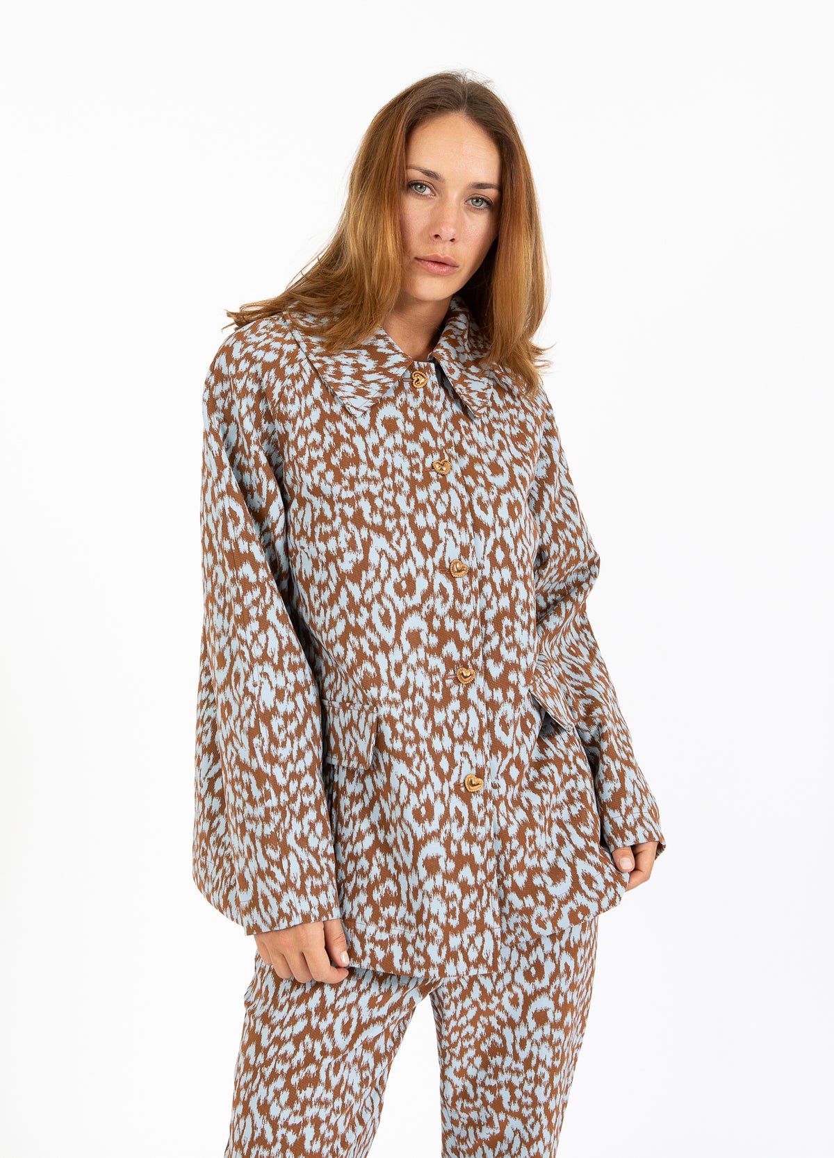 LINEN LEOPARD JACKET CLANE 正規品 今期 CLANE - リネン レオパード ジャケット ベージュ - LINEN