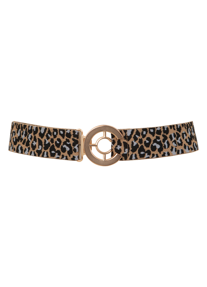 Coster Copenhagen LOGO BELT WITH PRINT Accessories Leo print sand - 277 (gold buckle)
