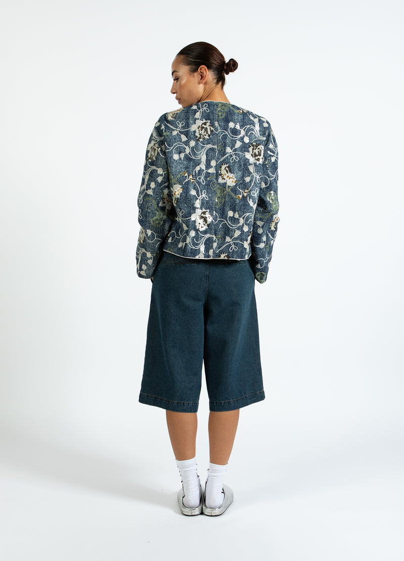 Coster Copenhagen LONG DENIM SHORTS - PETRA FIT Pants Dark Blue Denim - 571