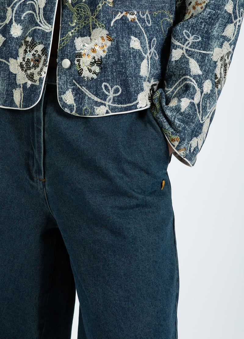Coster Copenhagen LONG DENIM SHORTS - PETRA FIT Pants Dark Blue Denim - 571