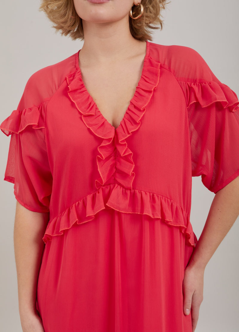 Coster Copenhagen LONG DRESS W. FRILLS Dress Coral pink - 626