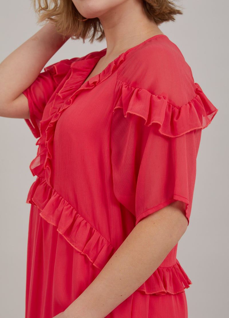 Coster Copenhagen LONG DRESS W. FRILLS Dress Coral pink - 626