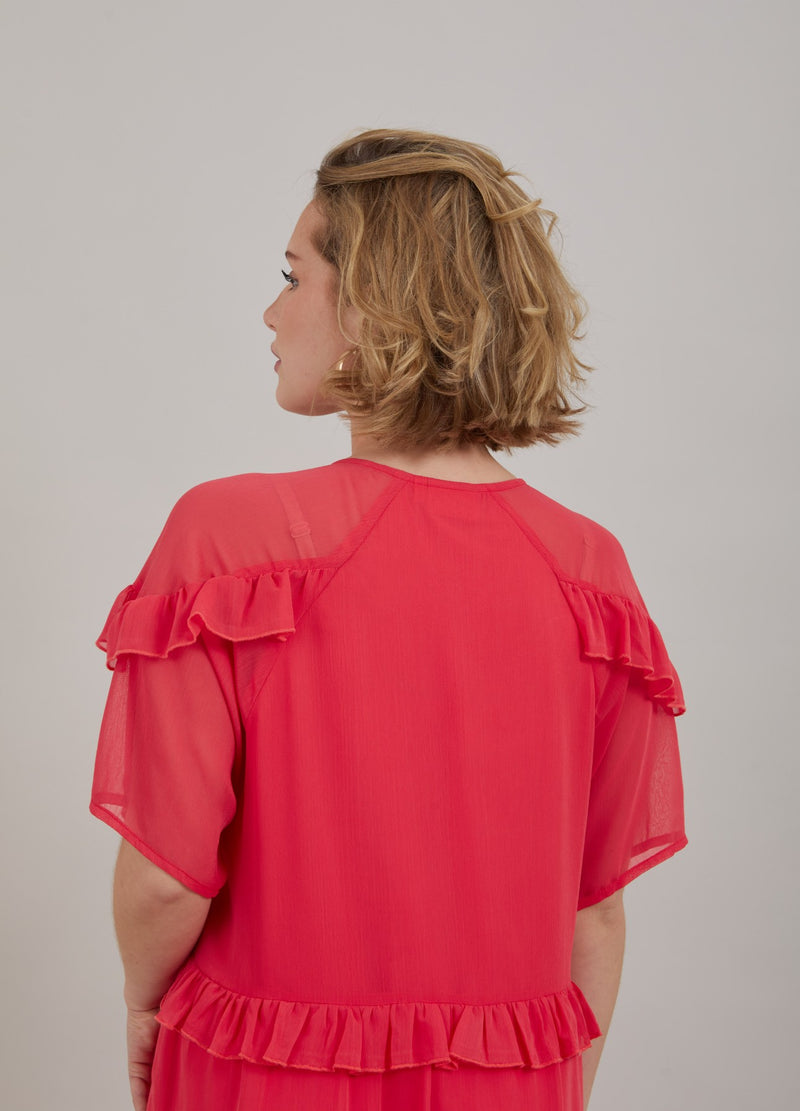Coster Copenhagen LONG DRESS W. FRILLS Dress Coral pink - 626